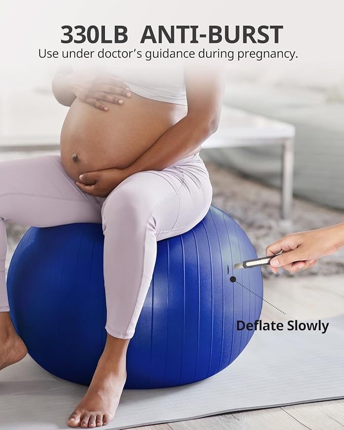Trideer Extra Thick Yoga Ball Exercise Ball, 5 Sizes Gym Ball, Heavy Duty Ball Chair for Balance, Stability, Pregnancy, Quick Pump Included
