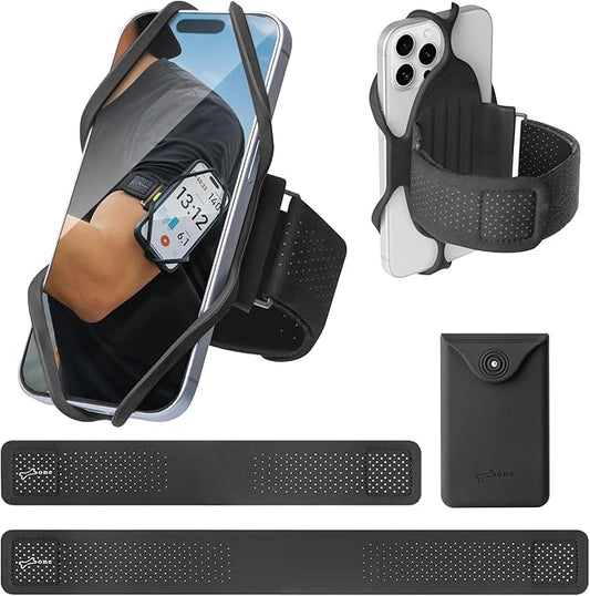 BONE Run Tie 3, Running Phone Armband, Skin-Friendly Silicone Sport Armband with Dual Layer Structure for Heat-Dissipation, Workout Phone Holder for iPhone and 4-7"-7.2" Smartphones (2-Size + Pocket)