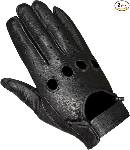 New Biker Police Leather Motorcycle Driving Riding Racing Gloves Real Natural Leather Touchscreen Ventilation Men Women Automotive ATV Dirt Bike Cycling Comfortable Adjustable Full Finger Black M