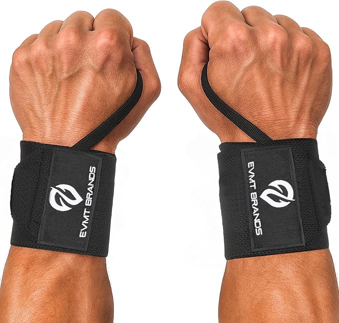 EVMT Premium Weightlifting Wrist Wraps 18in. Durable Straps for Weightlifting, Enhanced Wrist Support. Ideal Lifting Straps for Strength Training.