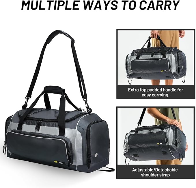 MIER Large Duffel Bag Men's Gym Bag with Shoe Compartment, 60L