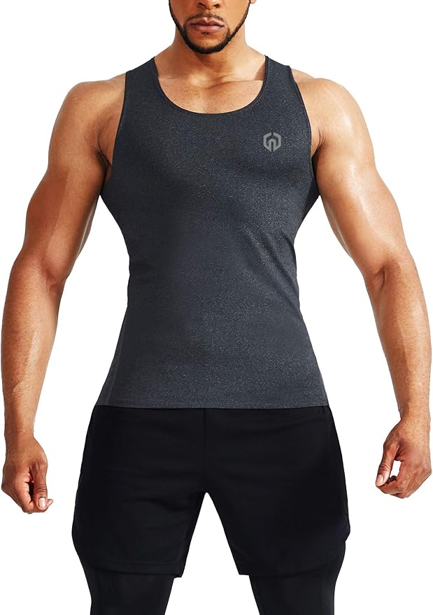 NELEUS Men's 3 Pack Dry Fit Compression Tank Top