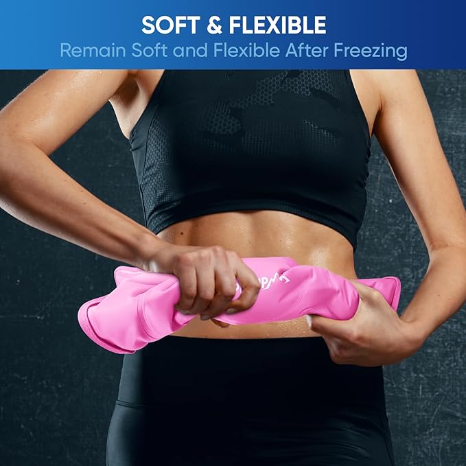 APEXUP Gel Ice Packs for Injuries Reusable, Flexible Double Sided Cold Packs for Injuries, Ice Pack for Knee, Shoulder, Back, Hip, Leg, Arm (Pink, S, 2PK)