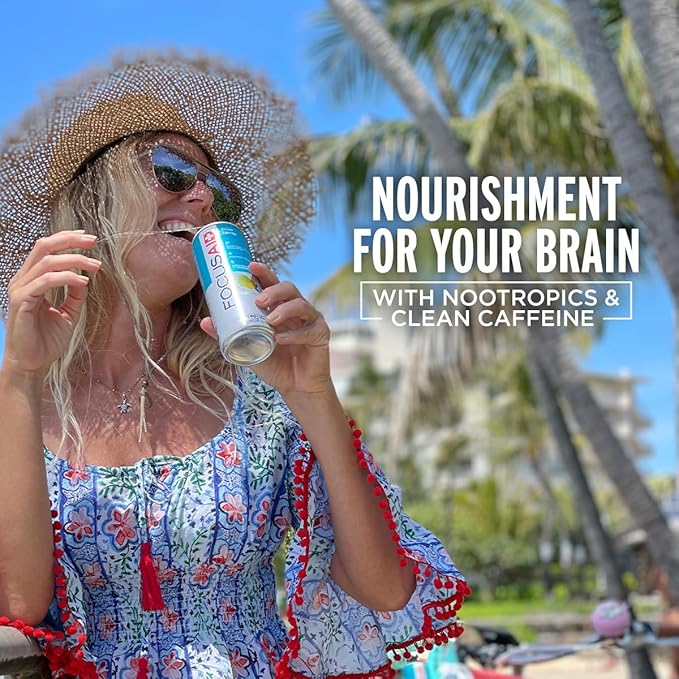 FOCUSAID Energy Blend, Brain Boosting Nootropics Drink, Alpha-GPC, GABA, B-Complex, Yerba Mate, Green Tea, 100% Clean, 100mg Natural Caffeine, 12-oz. can, 12 Pack