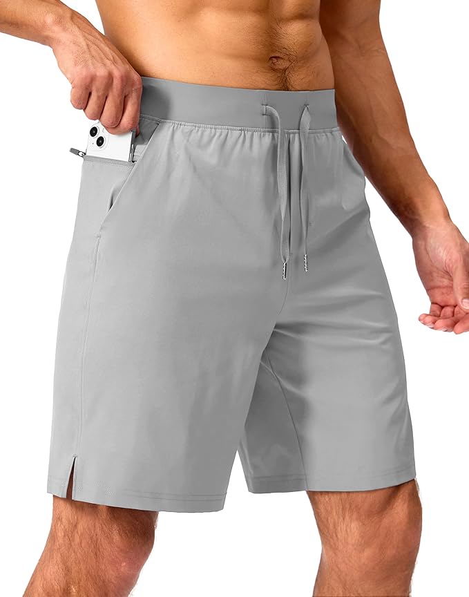 Men's Running Shorts with Zipper Pockets 9 Inch/ 7 Inch / 5 Inch Lightweight Quick Dry Gym Workout Athletic Shorts for Men