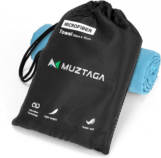 Microfiber Beach Towel-Perfect for Travel, Sports, Camping, Swimming, Yoga, Gym- Quick Dry, Sand Free, Compact, Lightweight, Absorbent (Marine Blue,Medium(130x70cm, 51x27”))