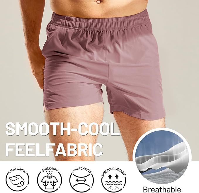 MIER Men's Workout Running Shorts Quick Dry Active 5 Inches Shorts with Pockets, Lightweight, Breathable