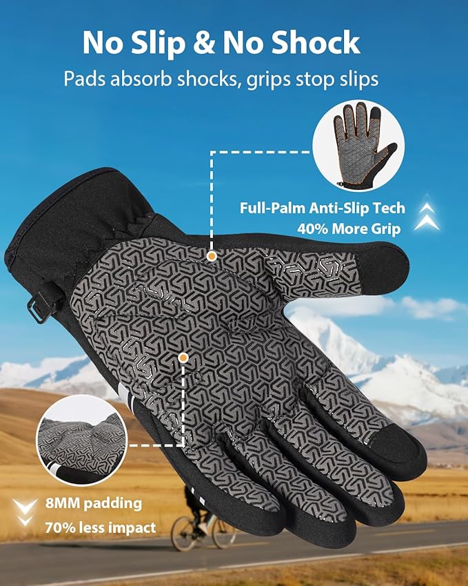 RIGWARL Lightweight Winter Cycling Gloves for Men and Women, Bike Gloves for Men Cycling, Windproof Full Finger Biking Glove