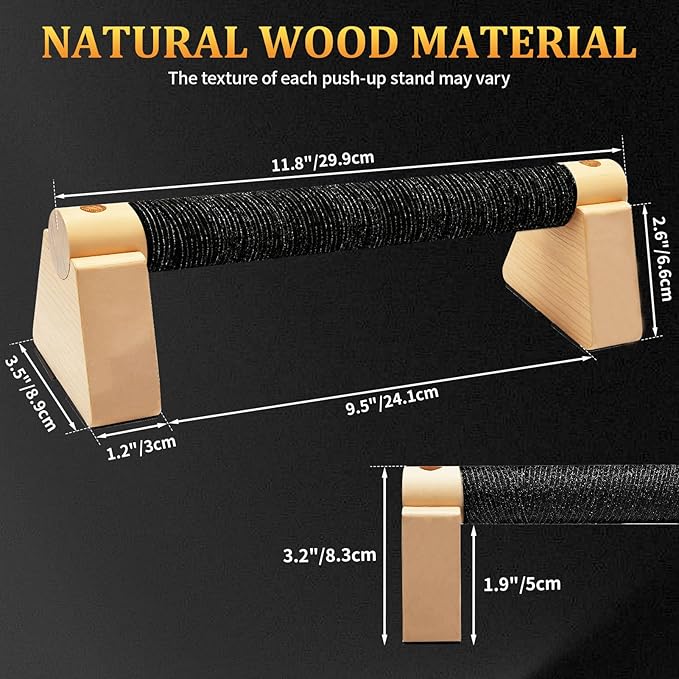 Parallettes Bars - Wooden Calisthenics Equipment for Handstand Training, Push Up Bars & Calisthenics Bar - Handstand Bars and Pushup Handles for Men