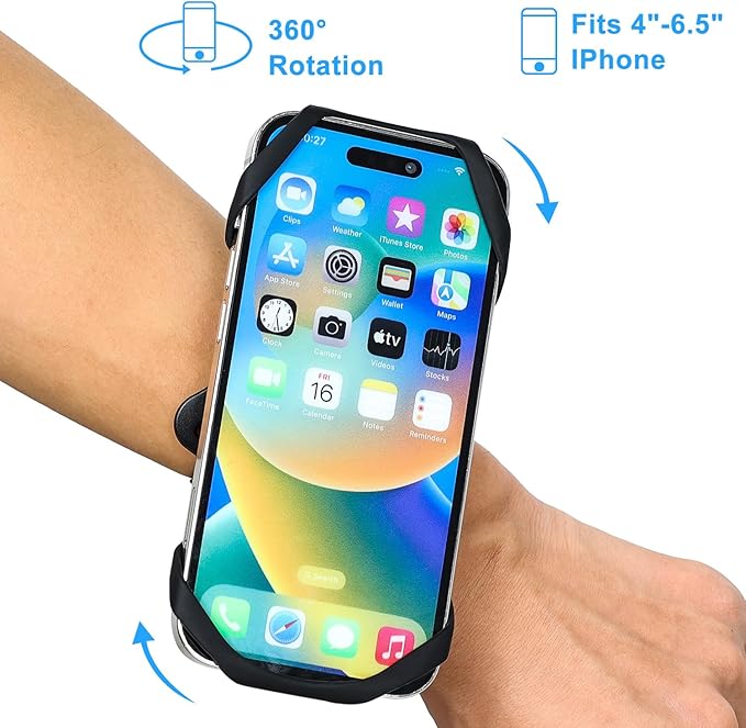 Universal Phone Armband and Wrist Holder 360 Rotatable Sports Arm Band for Running Jogging Gym Workouts iPhone 14 13 12 11 Pro Max Samsung Galaxy S21 S20 Fits Smartphones 4 to 7 Inches, More