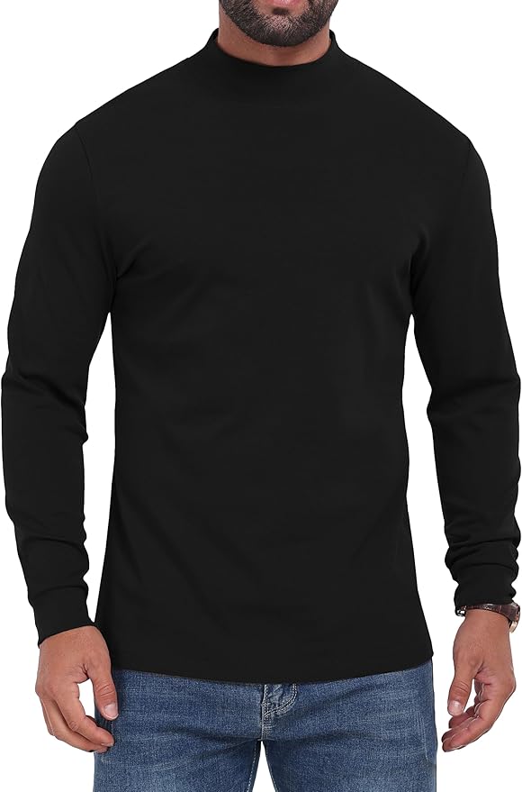 Sailwind Men's Mock Turtleneck Long Sleeve Shirt Cotton Basic Thermal Undershirt Lightweight Pullover