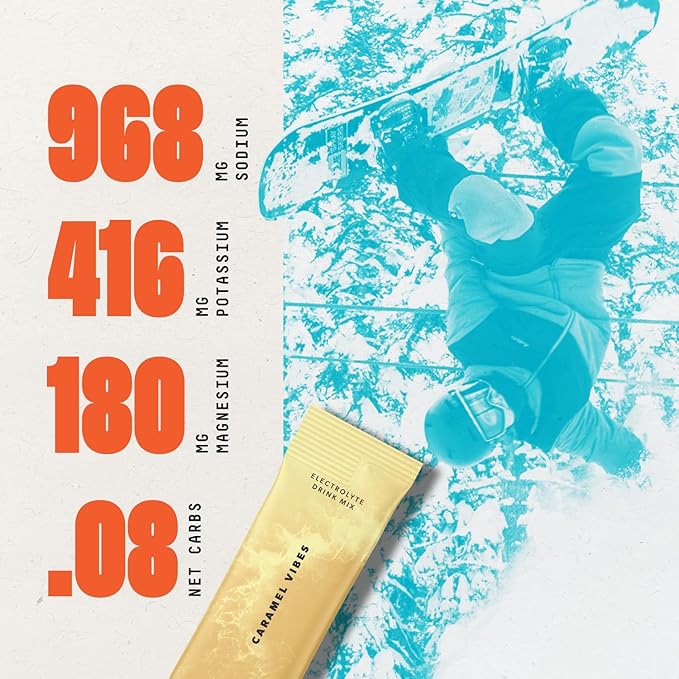 SALTT Electrolytes Powder Flavored Drink Mix - Caramel Vibes - 30 Hydration Packets - Magnesium, Potassium, Sodium, Trace Minerals - Zero Sugar & Gluten Free - Travel Essentials