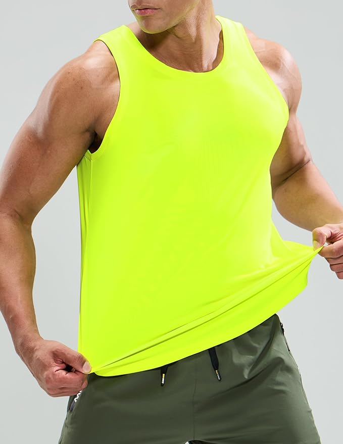 MIER Men's Tank Tops Workout Sleeveless Tee Shirts Muscle Athletic Gym Running Beach Tanks for Men, Quick Dry