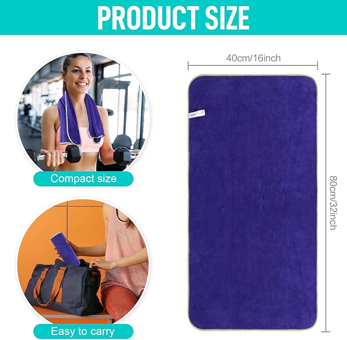 SINLAND Microfiber Gym Towels Sports Fitness Workout Sweat Towel Super Soft and Absorbent 3 Pack 16 Inch X 32 Inch