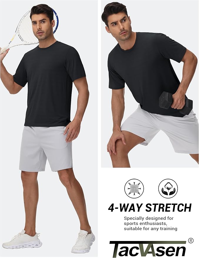 TACVASEN Men's Lightweight Athletic T-Shirts Quick Dry Workout Gym Tops Short Sleeve Running Tee Shirt Performance Activewear