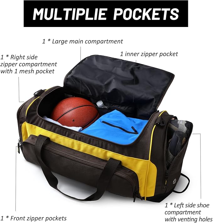 MIER Large Duffel Bag Men's Gym Bag with Shoe Compartment, 60L