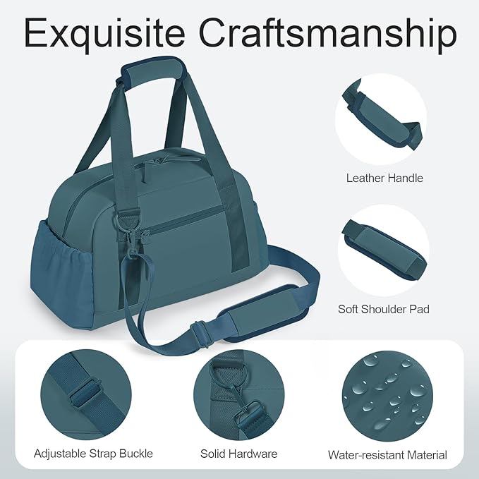 Small Gym Bag 14 inch for Women & Men Mini Gym Duffel Bag with Wet Compartment Waterproof Travel Duffle Bag for Sports Workout Dance