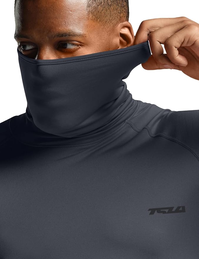 TSLA Men's Thermal Long Sleeve Compression Shirts, Mock/Turtleneck Winter Sports Running Base Layer Top