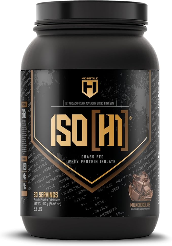 HOSSTILE ISO[H1] Grass Fed Whey Protein Isolate with Digestive Enzymes, Whey Protein Powder for Muscle Gain & Muscle Recovery, Post Workout Recovery Drink, Milk Chocolate, 30 Servings