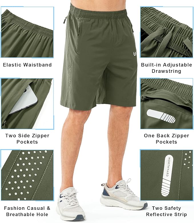 NORTHYARD Men's Athletic Running Shorts Quick Dry Workout Shorts 7"/ 5"/ 9" Lightweight Sports Gym Basketball Tennis Hiking