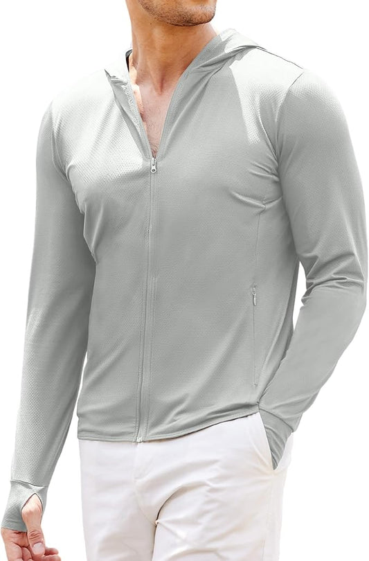 COOFANDY Men Full Zip UPF 50 Sun Protection Hoodie Jacket Long Sleeve Lightweight Breathable UV Shirts with Pockets