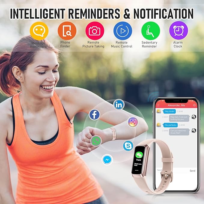 Fitness Tracker, Step Tracker with 24/7 Heart Rate, Blood Pressure, Activity Tracker with 1.1" AMOLED Touch Color Screen, Pedometer Sleep Calorie Tracker Counter, Fitness Watch for Android iOS