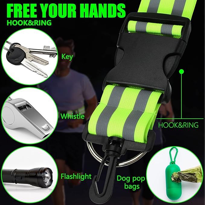 Saintrygo 6 Pcs Reflective Sash for Walking at Night Reflective Strap Arm Band High Visibility Belt Safety Ankle Strap for Visibility Vest Clothing Running Gear