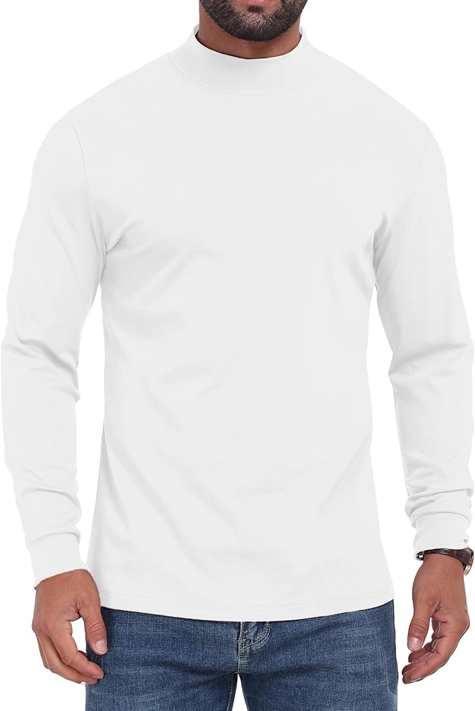 Sailwind Men's Mock Turtleneck Long Sleeve Shirt Cotton Basic Thermal Undershirt Lightweight Pullover