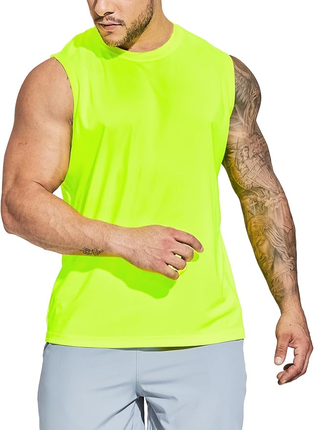 MIER Men's Workout Tank Tops UPF 50+ Swim Shirts Quick Dry Running Sleeveless UV Protection Muscle Tees