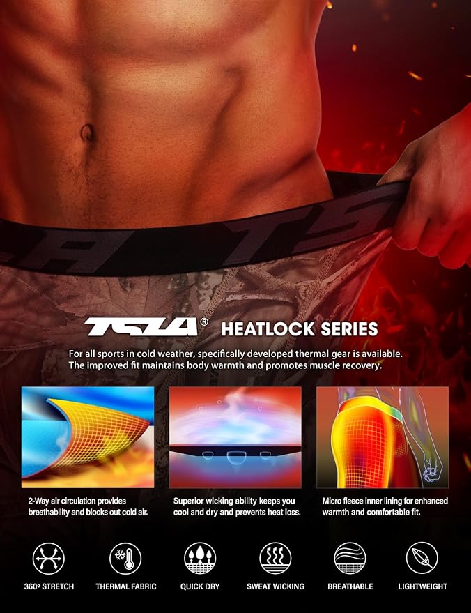 TSLA Men's Thermal Compression Pants, Athletic Sports Leggings & Running Tights, Wintergear Base Layer Bottoms