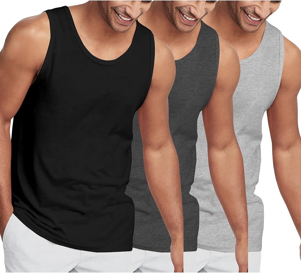 Hat and Beyond Mens Tank Top Soft Performance Boxing Gym Shirts Plain Muscle Tee