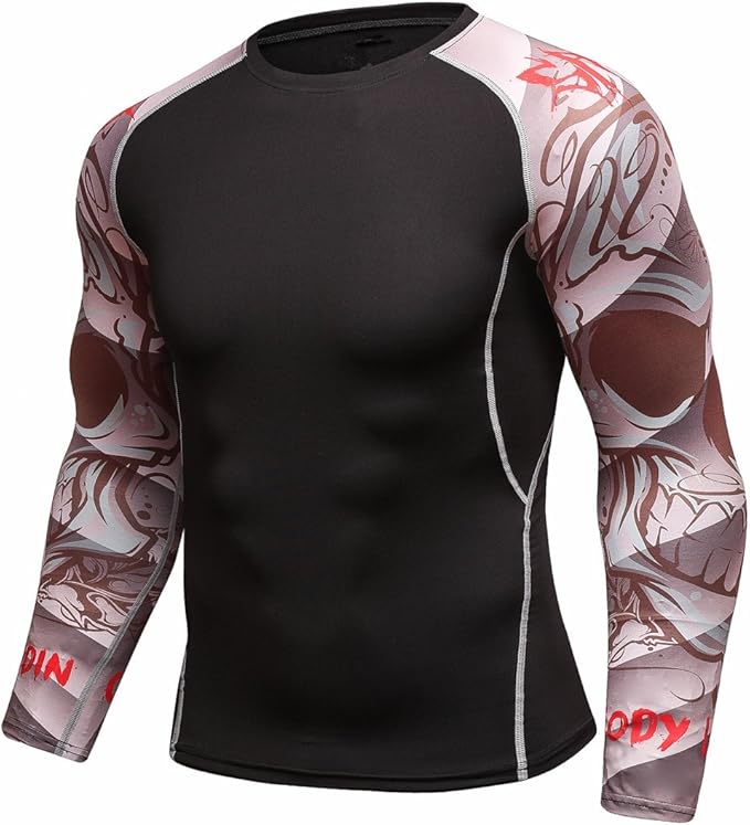 Men's Soft Slim Long Sleeve Dry-Fit Compression Gym Trainning Shirt
