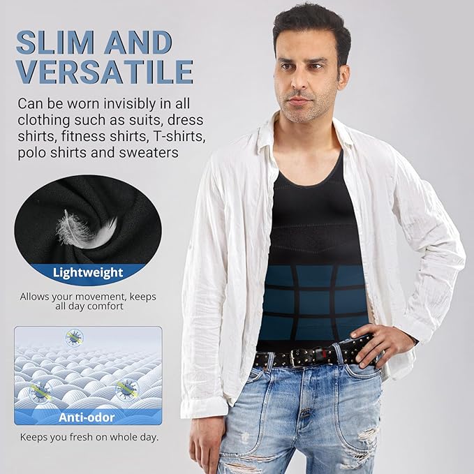 Gynecomastia Compression Shirt Men, Slimming Undershirt Compression Tank Top Mens Shapewear Body Shaper
