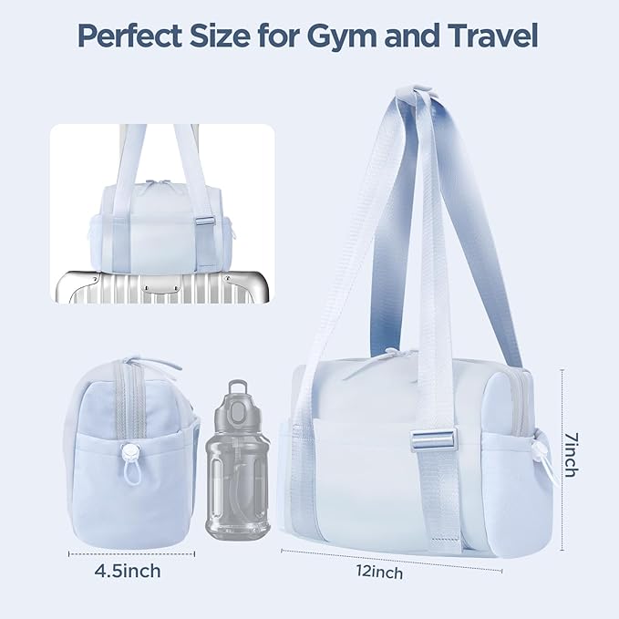 Mini Gym Bag for Women Girls Small Gym Tote Bag with Wet Compartment Waterproof Travel Duffle Bag Cute Workout Sport Bag