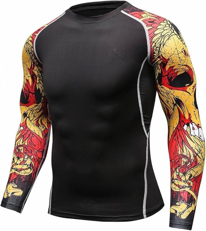 Men's Soft Slim Long Sleeve Dry-Fit Compression Gym Trainning Shirt