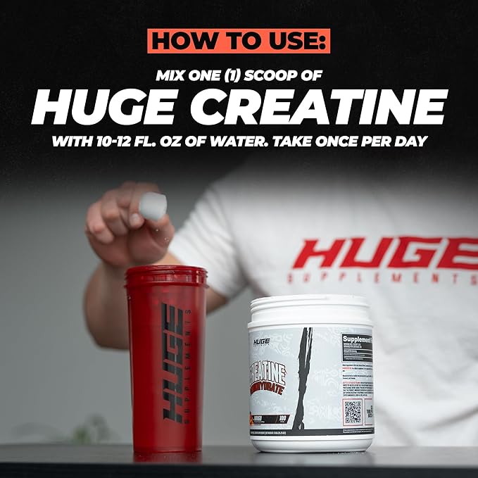 Huge Supplements Flavored Creatine Monohydrate Powder - Mango Flavor, 500 Grams, Third Party Tested, Micronized for Optimal Absorption, 5 Grams Per Scoop, Delicious & Easy Mixability (100 Servings)