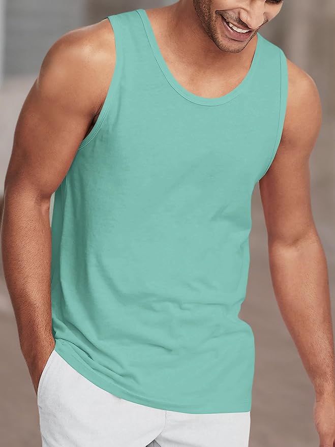 Hat and Beyond Mens Tank Top Soft Performance Boxing Gym Shirts Plain Muscle Tee
