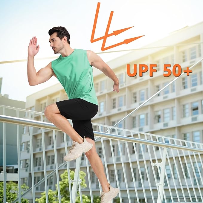 Men's Sleeveless UPF 50+ Swim Shirts Quick Dry Workout Tank Top UV Protection Running Gym Muscle T Shirts