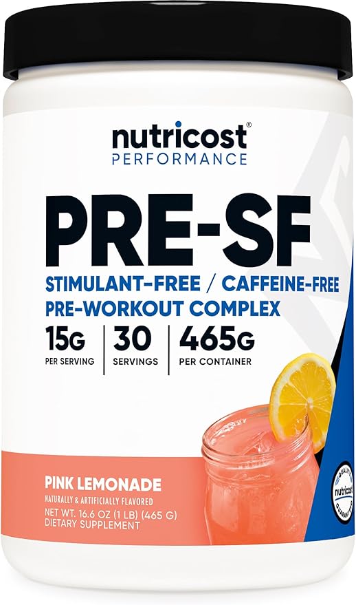Nutricost Stim-Free Pre-Workout, 30 Servings (Pink Lemonade) - Caffeine Free, Stimulant Free, Non-GMO, Gluten Free