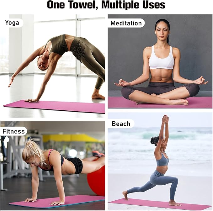 MoKo Hot Yoga Towel, Non-Slip Yoga Mat Towel with Grip Dots, 74.4"×27.3" Yoga Mat Cover for Pilates, Fitness, Meditation