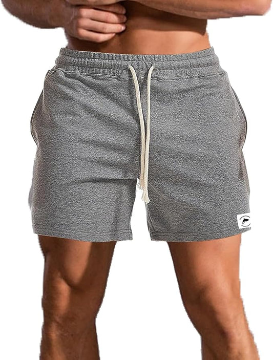 Mens 5 Inch/7 Inch Cotton Shorts Mens Sweat Athletic Shorts for Men Gym Worket Shorts with Pockets