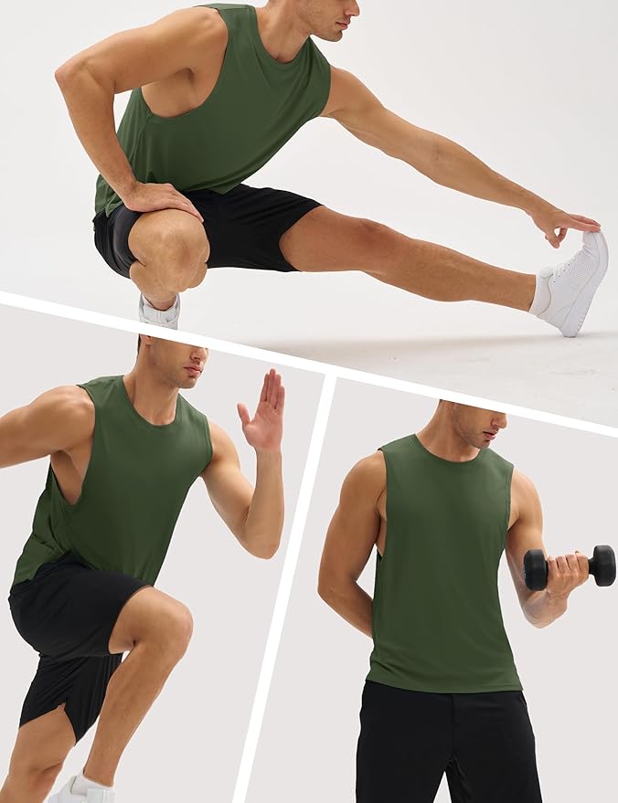 MAGCOMSEN Men's UPF 50+ Tank Top Quick Dry Summer Workout Muscle Sleeveless Shirts for Swim Beach Bodybuilding