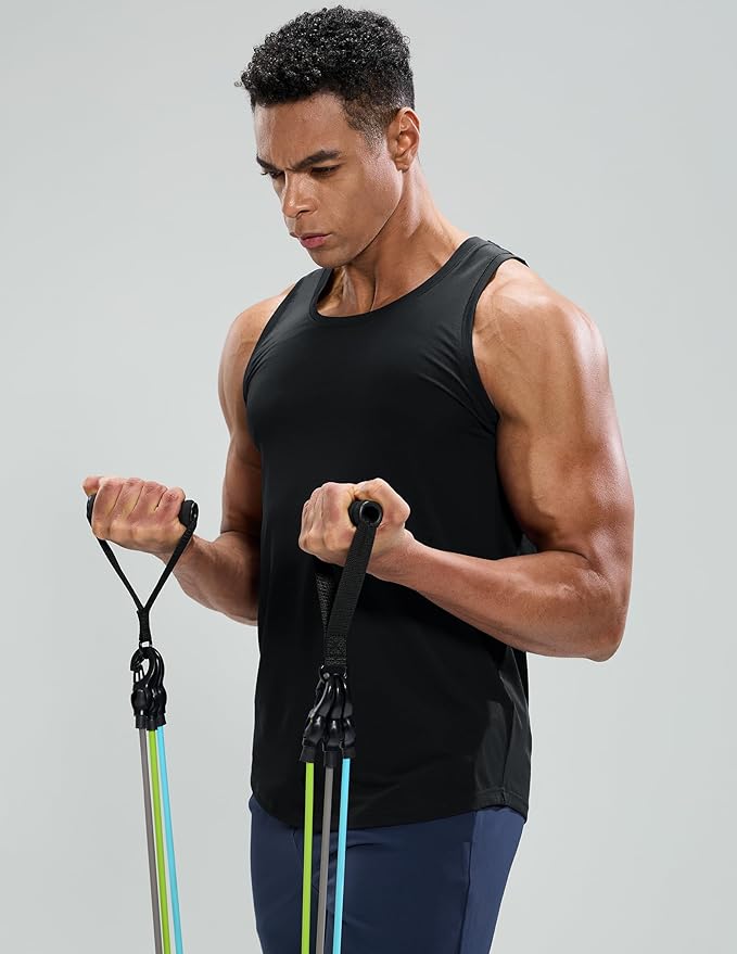 MIER Men's Tank Tops Workout Sleeveless Tee Shirts Muscle Athletic Gym Running Beach Tanks for Men, Quick Dry