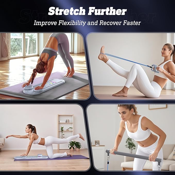 Pilates Board, Pilates Reformer Set, Pilates Machine 15-in-1 Multifunctional Abdominal Board for Home Office Workout, Foldable Portable Pilates Reformer Board for Women
