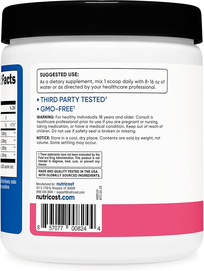 Nutricost BCAA Powder 2:1:1 (Raspberry Lemonade, 30 Servings)