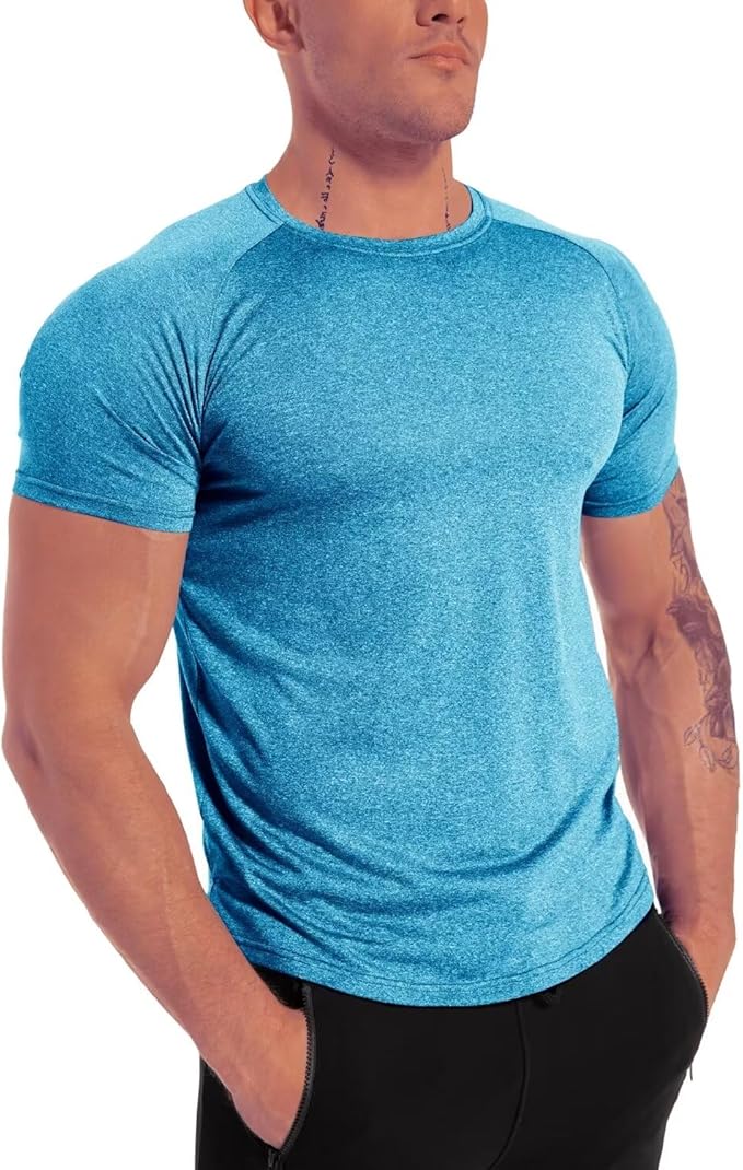 Men's 3pack Dry Fit Workout Gym Short Sleeve T Shirt Moisture Wicking Active Athletic Performance Running Shirts