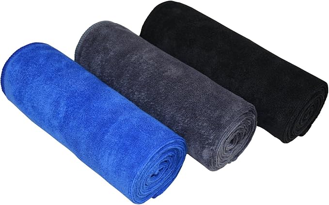 Gym Towels for Men & Women Microfiber Sports Towel Set Fast Drying & Absorbent Workout Sweat Towels for Fitness,Yoga, Golf,Camping 3-Pack Gift Present