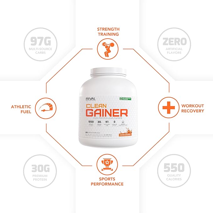RIVAL NUTRITION Naturally Flavored Clean Gainer (5lb, Salted Caramel)