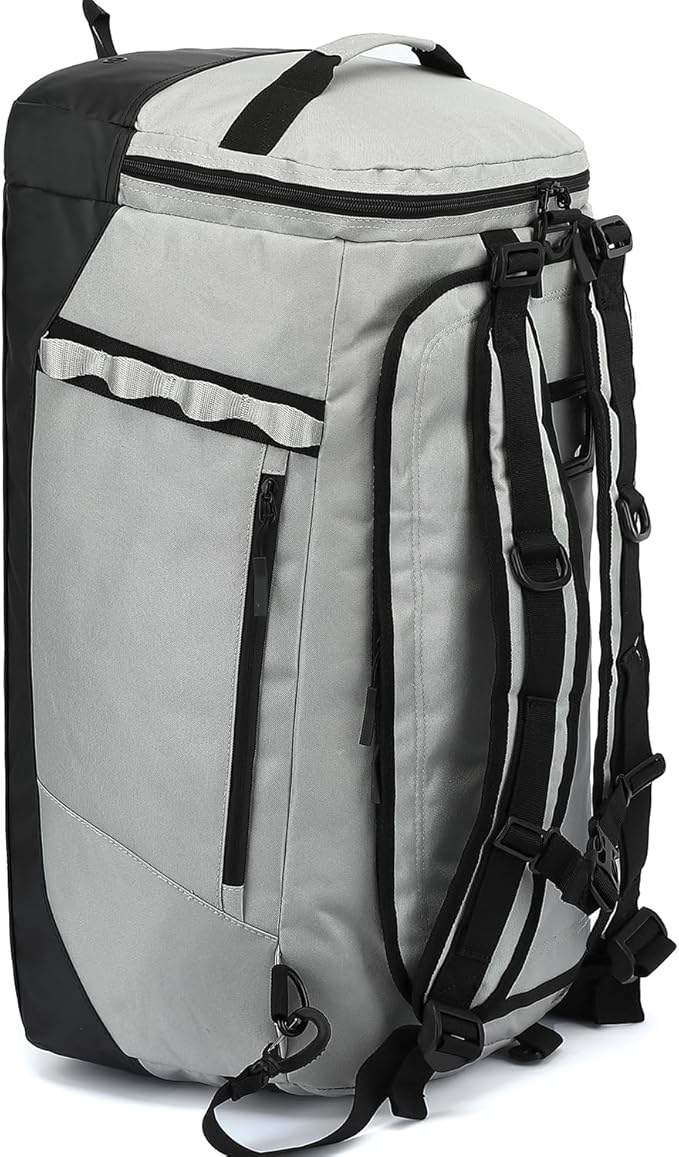 Large Travel Duffle Bag Backpack for Men Women 70L Big Sports Gym Bag with Shoe Compartment Heavy Duty Duffel Bags with Padded Straps for Weekend Overnight Camping, Grey