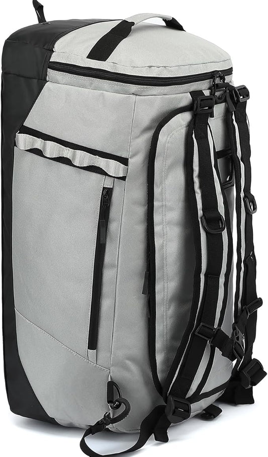 Large Travel Duffle Bag Backpack for Men Women 70L Big Sports Gym Bag with Shoe Compartment Heavy Duty Duffel Bags with Padded Straps for Weekend Overnight Camping, Grey